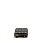 CHANEL 22K RETRO NEW CLASSIC SQUARE MINI FLAP BAG GOATSKIN BLACK BRUSHED GHW (MICROCHIP)