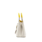 PRADA SMALL SAFFIANO CUIR TOTE BAG CALFSKIN WHITE/YELLOW GHW