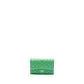 CHANEL CLASSIC FLAP WALLET CHEVRON CAVIAR GREEN SHW