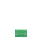 CHANEL CLASSIC FLAP WALLET CHEVRON CAVIAR GREEN SHW