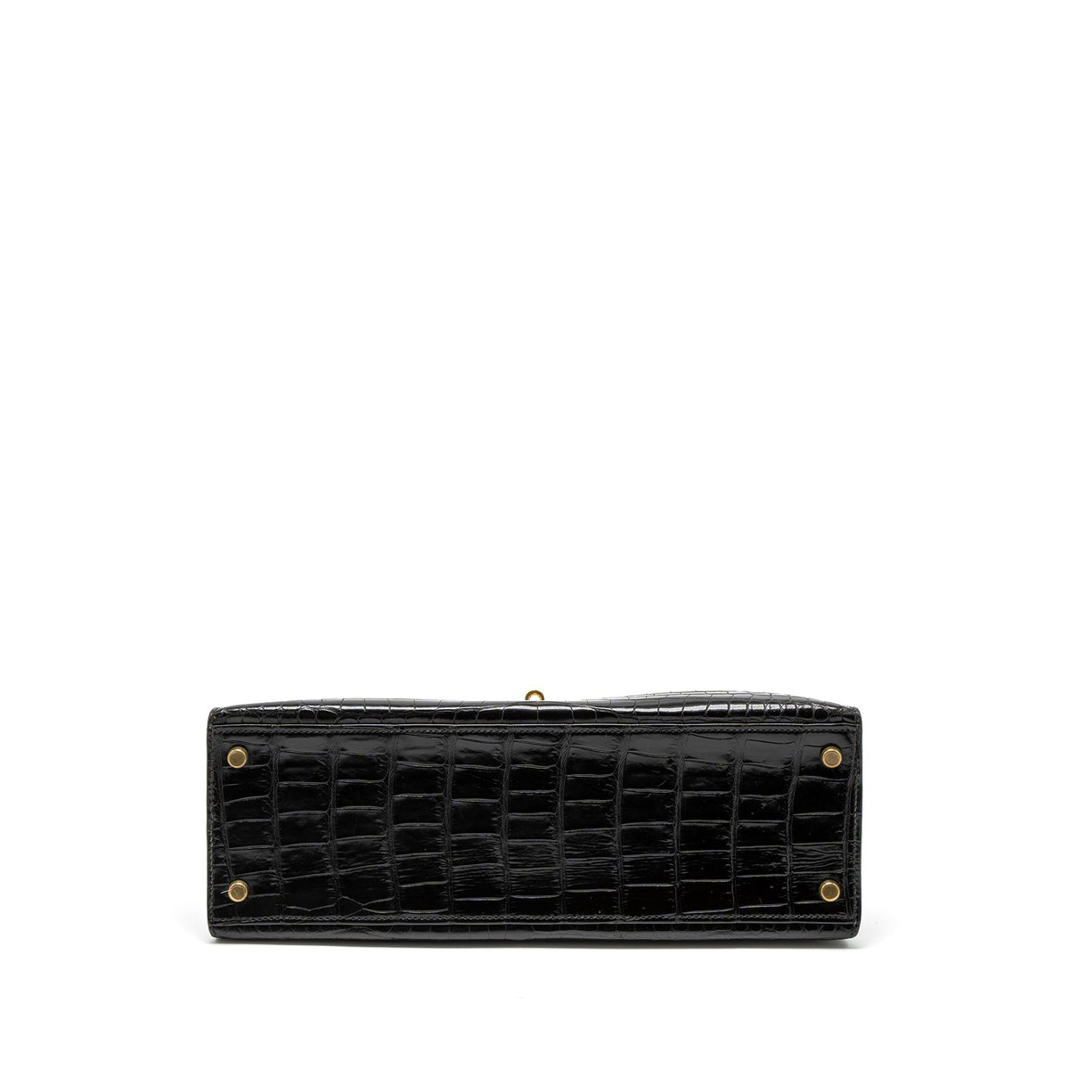 Hermes Kelly 32 Shiny Crocodile Porosus Black GHW Stamp Circle Q