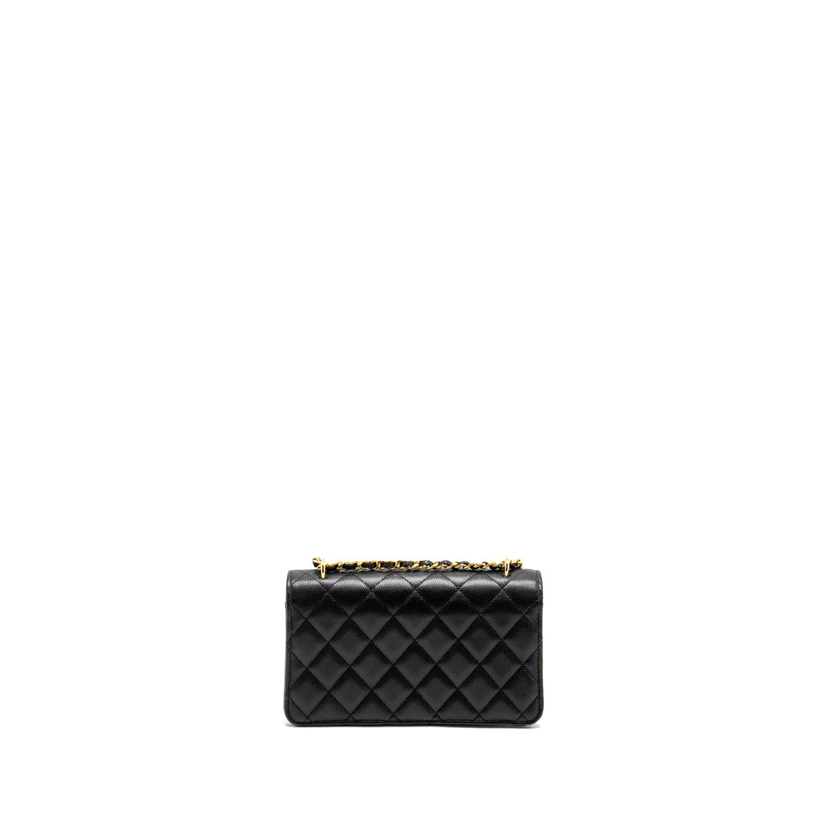 CHANEL 23S WALLET ON CHAIN WITH BAG CHARM CAVIAR BLACK GHW(MICROCHIP)