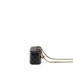 CHANEL PEARL CRUSH LONG VANITY WITH CHAIN LAMBSKIN BLACK GHW