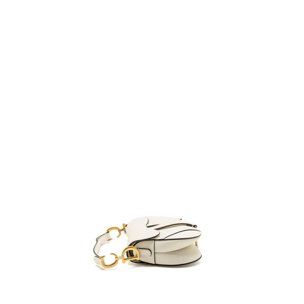 DIOR MINI SADDLE BAG CALFSKIN WHITE GHW