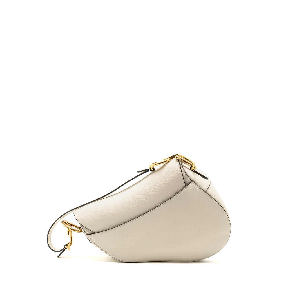 DIOR MEDIUM SADDLE BAG CALFSKIN WHITE GHW