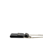 CHANEL CLASSIC PHONE CLUTCH WITH POUCH ON CHAIN CAVIAR BLACK LGHW