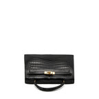 Hermes Kelly 32 Shiny Crocodile Porosus Black GHW Stamp Circle Q