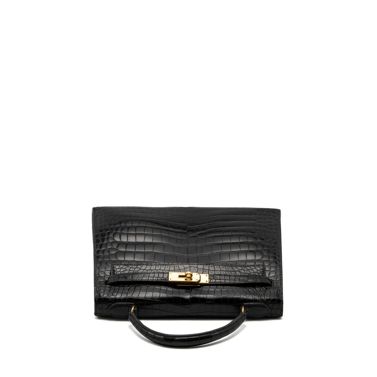 Hermes Kelly 32 Shiny Crocodile Porosus Black GHW Stamp Circle Q
