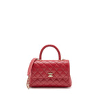 CHANEL SMALL COCO HANDLE CAVIAR RED LGHW (MICROCHIP)