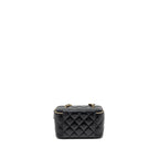 CHANEL PEARL CRUSH LONG VANITY WITH CHAIN LAMBSKIN BLACK GHW