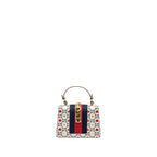 GUCCI MINI TOP HANDLE SYLVIE TOTE BAG WITH HEART PRINT LIMITED WHITE MULTICOLOR GHW