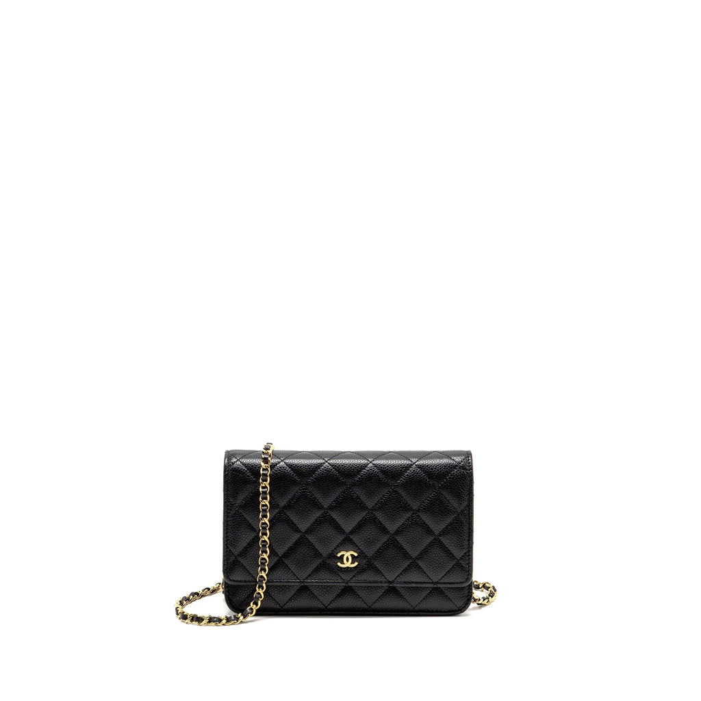 CHANEL CLASSIC WALLET ON CHAIN CAVIAR BLACK GHW (MICROCHIP)