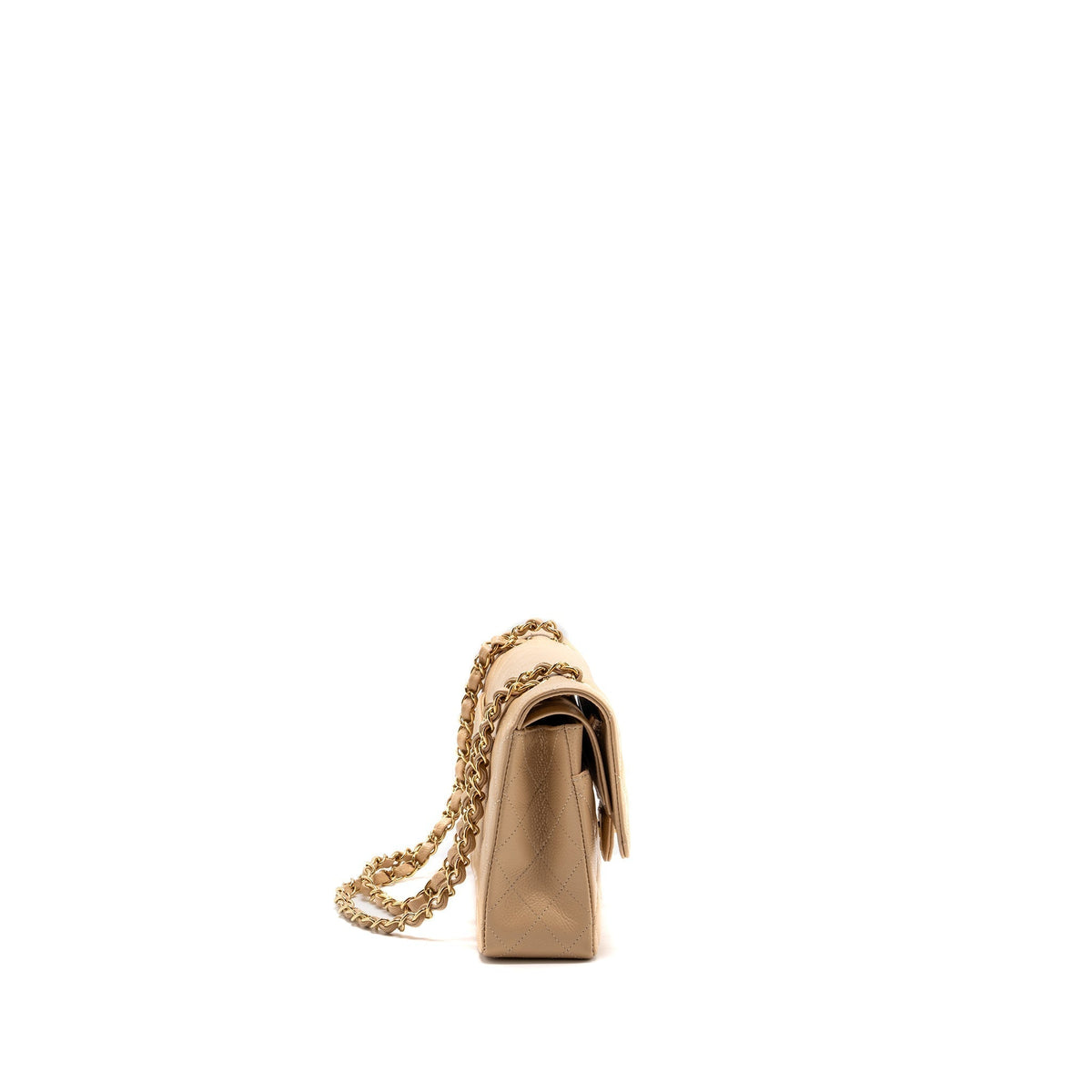 CHANEL MEDIUM CLASSIC DOUBLE FLAP BAG CAVIAR BEIGE GHW (MICROCHIP)
