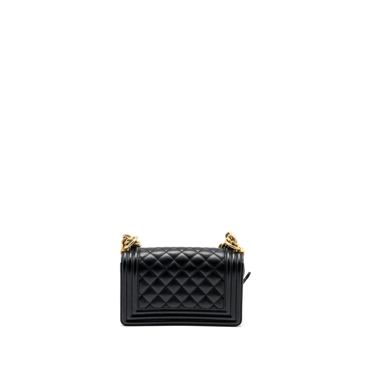 CHANEL SMALL BOY BAG CAVIAR BLACK GHW (MICROCHIP)