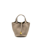 Hermes picotin 18 lock bag Taurillon Maurice gris asphalte GHW