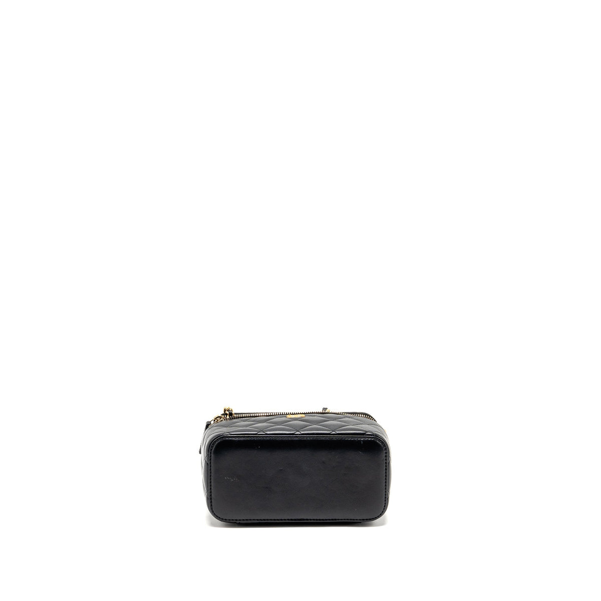CHANEL PEARL CRUSH LONG VANITY WITH CHAIN LAMBSKIN BLACK GHW