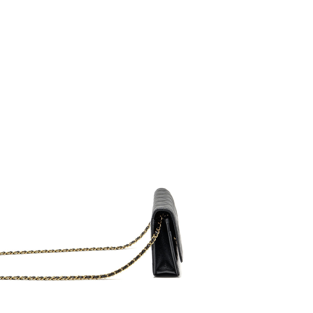 CHANEL CLASSIC WALLET ON CHAIN CAVIAR BLACK GHW (MICROCHIP)