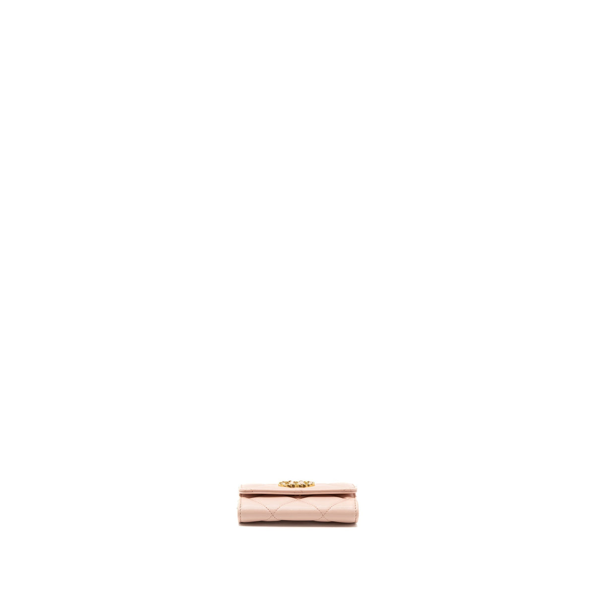 CHANEL 19 CARD HOLDER LAMBSKIN LIGHT PINK GHW (MICROCHIP)