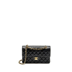 CHANEL SMALL CLASSIC DOUBLE FLAP BAG CAVIAR BLACK GHW (MICROCHIP)