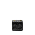 CHANEL 22K RETRO NEW CLASSIC SQUARE MINI FLAP BAG GOATSKIN BLACK BRUSHED GHW (MICROCHIP)