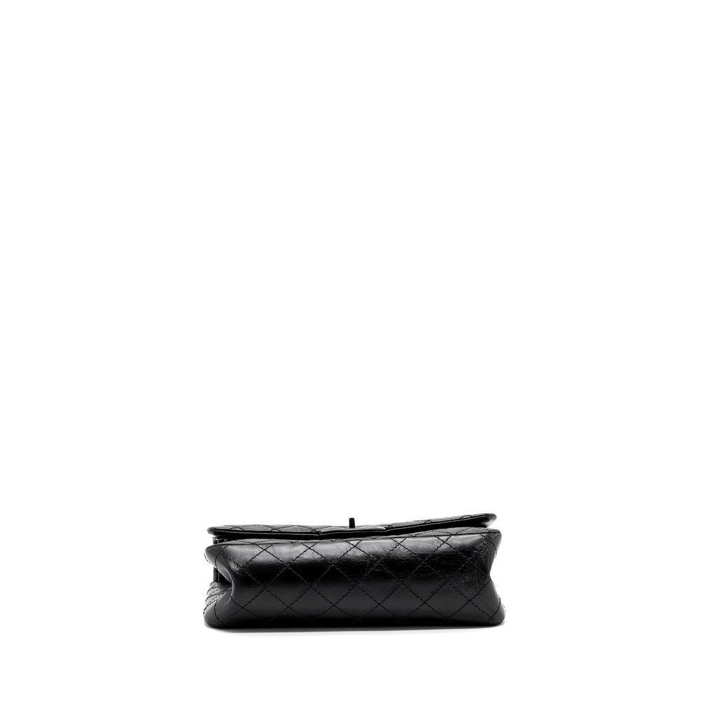 CHANEL SMALL 2.55 225 REISSUE FLAP BAG AGED CALFSKIN BLACK WITH BLACK HARDWARE (MICROCHIP)