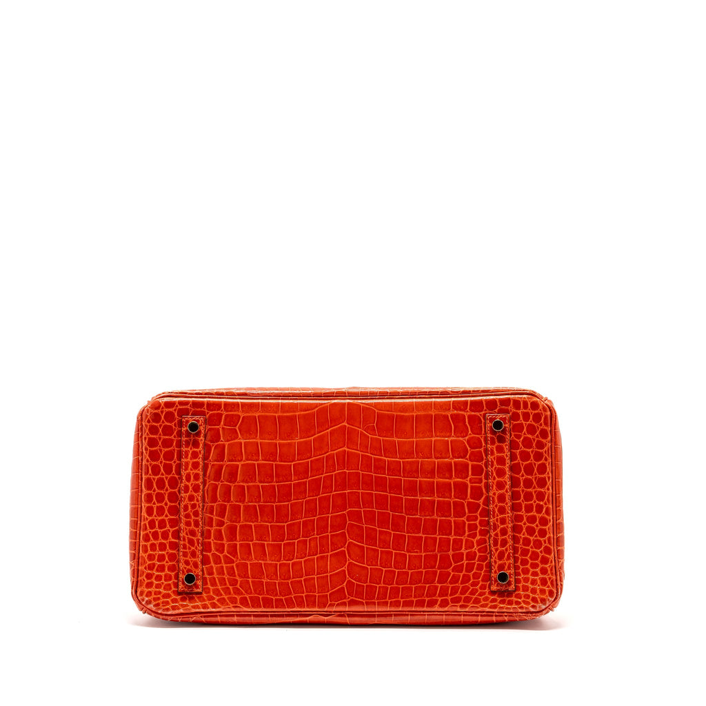 Hermes Birkin 35 Shiny Crocodile Porosus Feu GHW