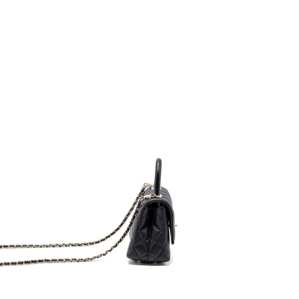 CHANEL COCO HANDLE EXTRA MINI CAVIAR BLACK LGHW(MICROCHIP)
