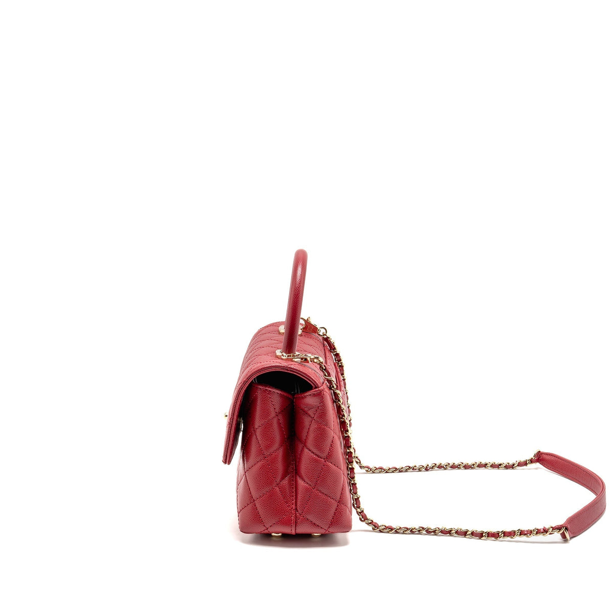 CHANEL SMALL COCO HANDLE CAVIAR RED LGHW (MICROCHIP)