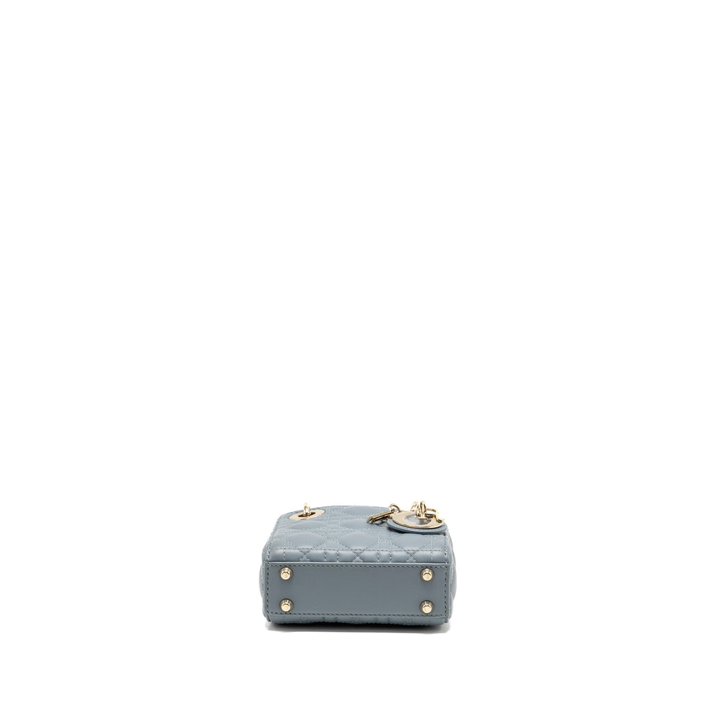 DIOR MICRO LADY DIOR CANNAGE LAMBSKIN GREY LGHW