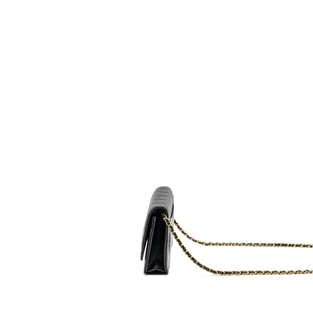 CHANEL CLASSIC WALLET ON CHAIN CAVIAR BLACK GHW (MICROCHIP)