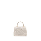 CHANEL MINI COCO HANDLE CAVIAR WHITE LGHW (MICROCHIP)