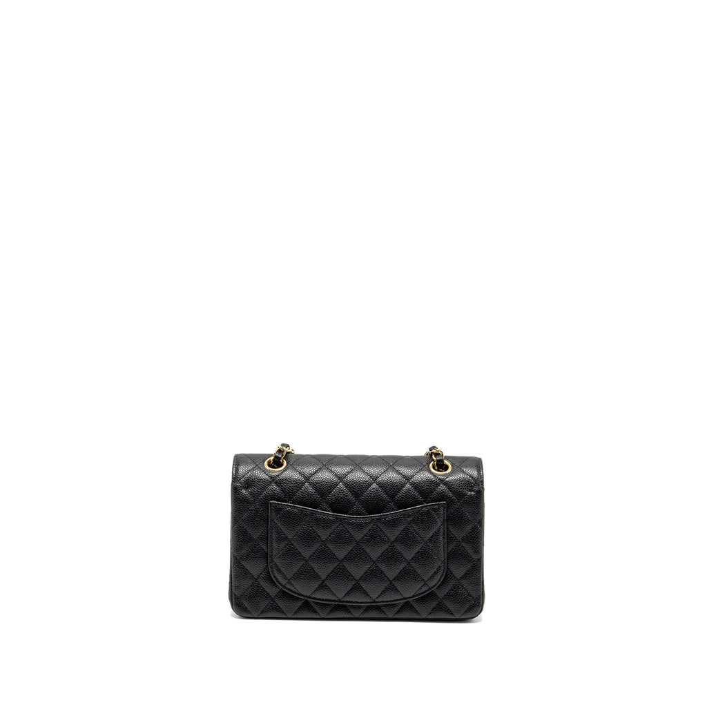 CHANEL SMALL CLASSIC DOUBLE FLAP BAG CAVIAR BLACK GHW(MICROCHIP)