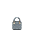 DIOR MICRO LADY DIOR CANNAGE LAMBSKIN GREY LGHW