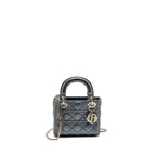 DIOR MINI LADY DIOR LAMBSKIN IRIDESCENT GREY SHW