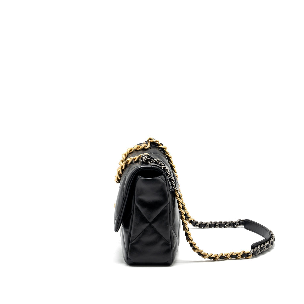 CHANEL LARGE 19 BAG LAMBSKIN BLACK GHW