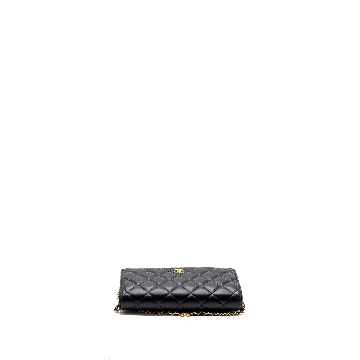 CHANEL COCO HEART WALLET ON CHAIN LAMBSKIN BLACK GHW (MICROCHIP)