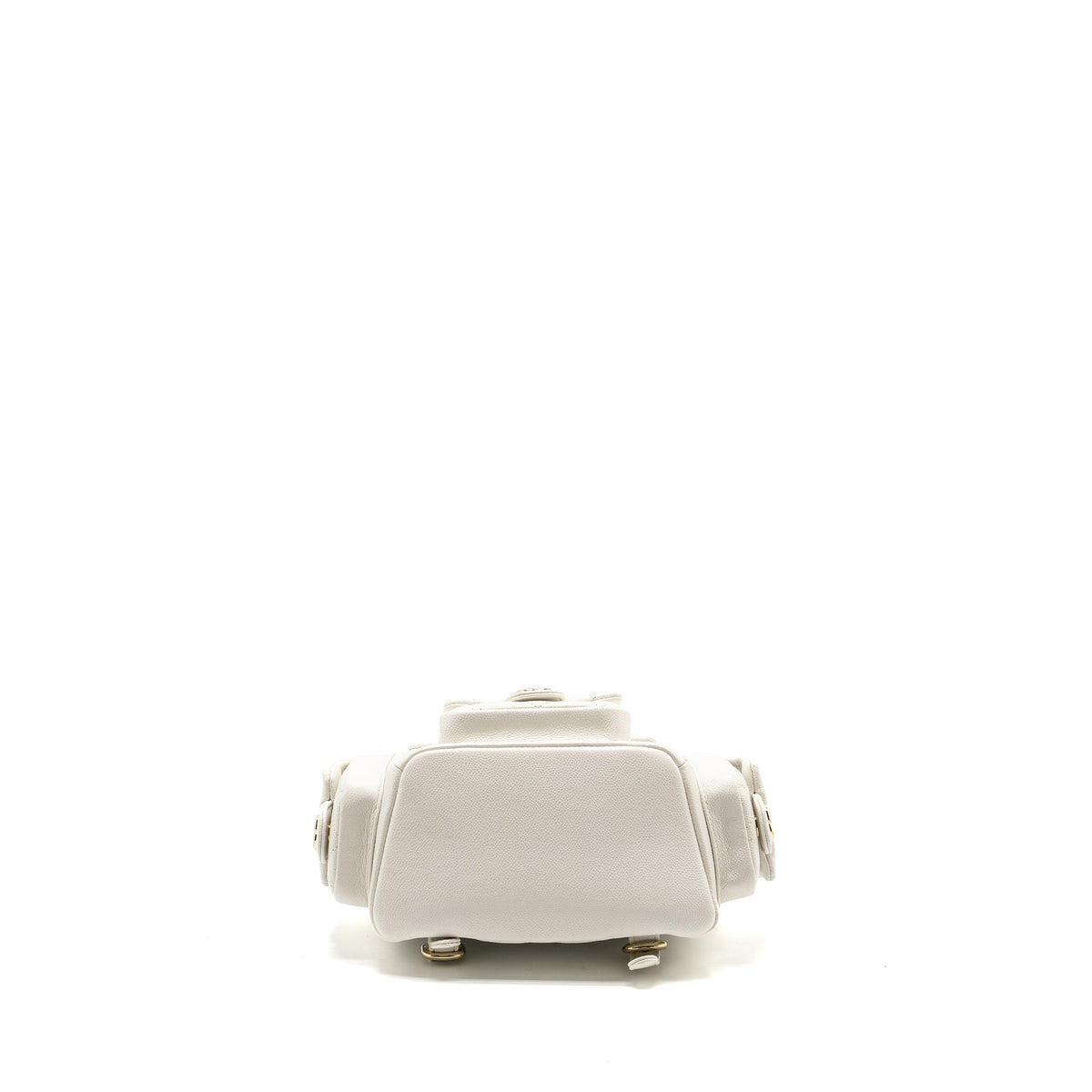 CHANEL 23K TRIPLE POCKET MINI BACKPACK CAVIAR WHITE LGHW (MICROCHIP)