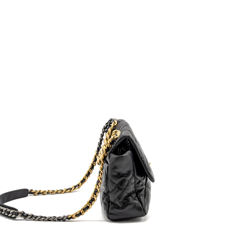 CHANEL LARGE 19 BAG GOATSKIN BLACK MULTICOLOUR HARDWARE