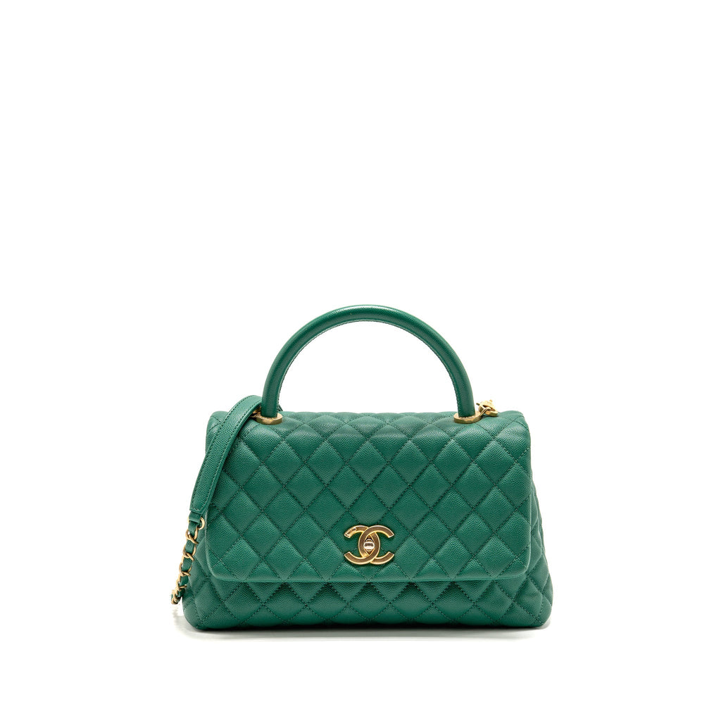 Chanel Medium Coco Handle Caviar Green GHW