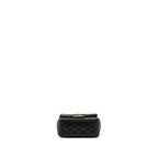 CHANEL PEARL CRUSH MINI SQUARE FLAP BAG LAMBSKIN BLACK BRUSHED GHW (MICROCHIP)
