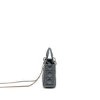 DIOR MINI LADY DIOR LAMBSKIN IRIDESCENT GREY SHW