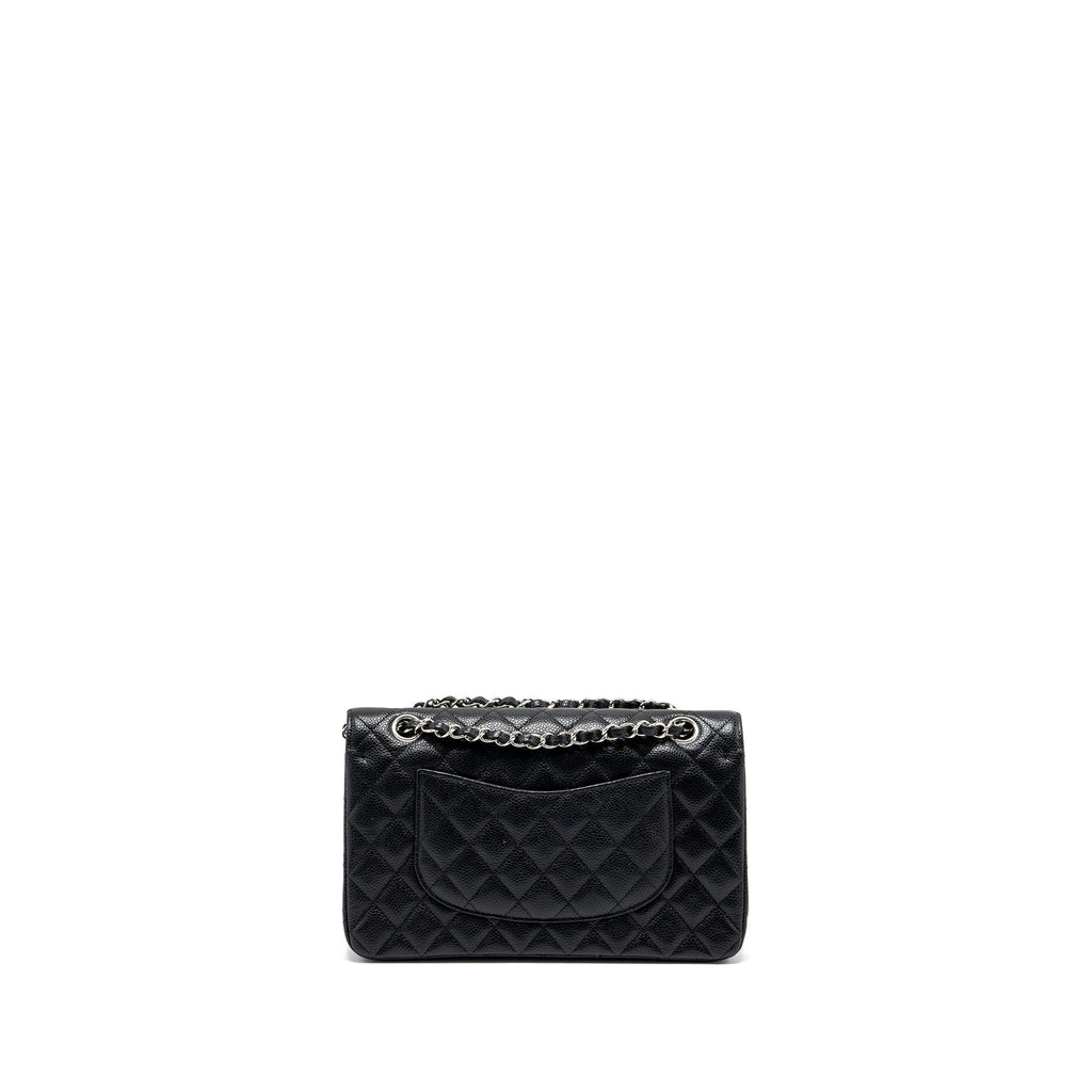 CHANEL MEDIUM CLASSIC DOUBLE FLAP BAG CAVIAR BLACK SHW (MICROCHIP)