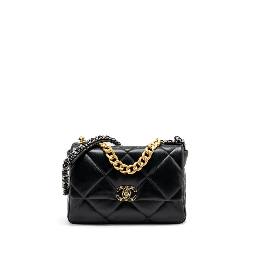 CHANEL LARGE 19 BAG LAMBSKIN BLACK GHW