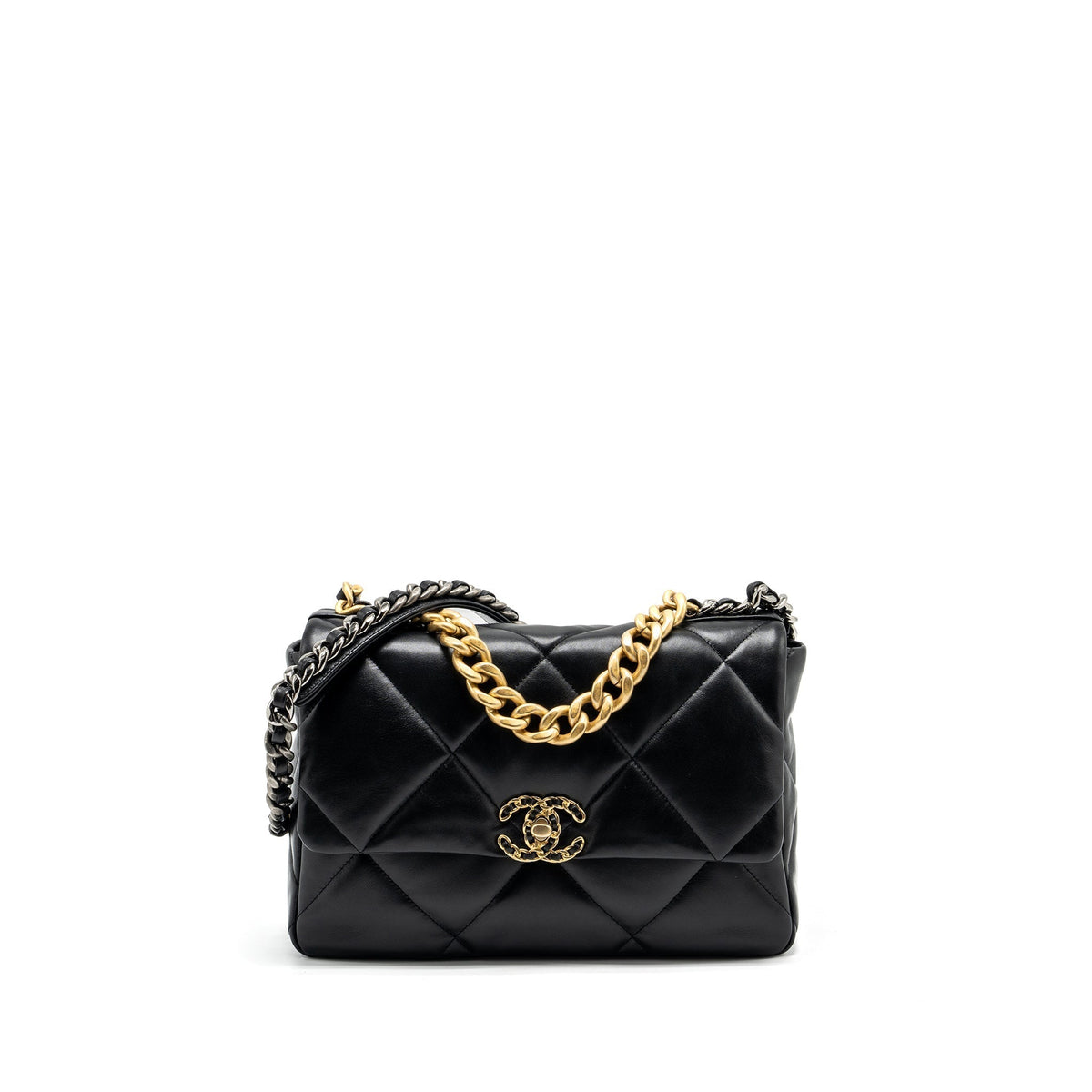 CHANEL LARGE 19 BAG LAMBSKIN BLACK GHW