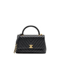 CHANEL MEDIUM CHEVRON COCO HANDLE CAVIAR BLACK GHW