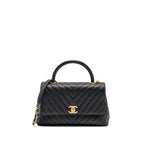 CHANEL MEDIUM CHEVRON COCO HANDLE CAVIAR BLACK GHW