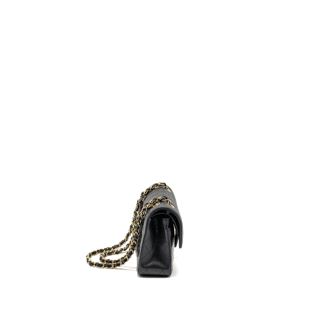 CHANEL SMALL CLASSIC DOUBLE FLAP BAG CAVIAR BLACK GHW(MICROCHIP)