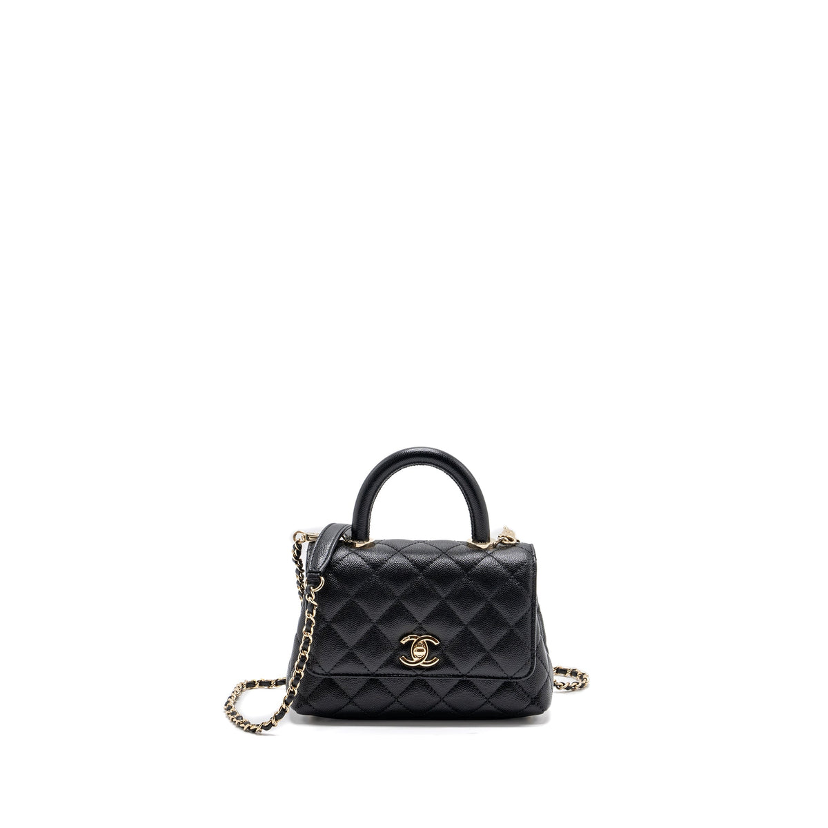 CHANEL COCO HANDLE EXTRA MINI CAVIAR BLACK LGHW(MICROCHIP)