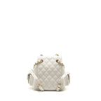 CHANEL 23K TRIPLE POCKET MINI BACKPACK CAVIAR WHITE LGHW (MICROCHIP)