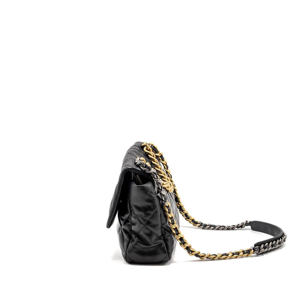 CHANEL LARGE 19 BAG GOATSKIN BLACK MULTICOLOUR HARDWARE